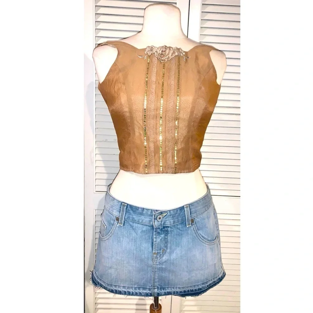 Micro Mini denim Skirt Vintage 90s light wash Women’s size 10